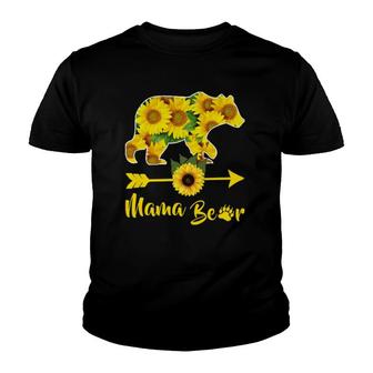Mama Bear Sunflower Gift Funny Mothers Day Mom And Aunt Gift Youth T-shirt | Mazezy