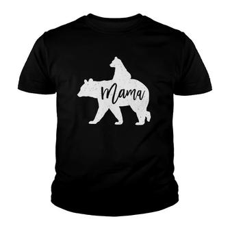 Mama Bear With Bear Cub Riding On Mama's Back Youth T-shirt | Mazezy