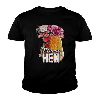Mama Hen Floral Rhode Island Red Chicken Farmer Gift Youth T-shirt | Mazezy