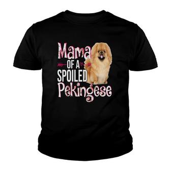 Mama Of A Spoiled Pekingese Happy Mother's Day Floral Dog Youth T-shirt | Mazezy DE