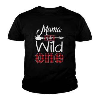 Mama Of The Wild One Buffalo Plaid Red 1St Birthday Gift Youth T-shirt | Mazezy