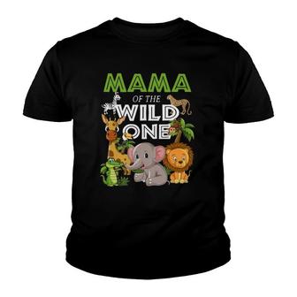 Mama Of The Wild One Zoo Birthday Safari Jungle Animal Youth T-shirt | Mazezy