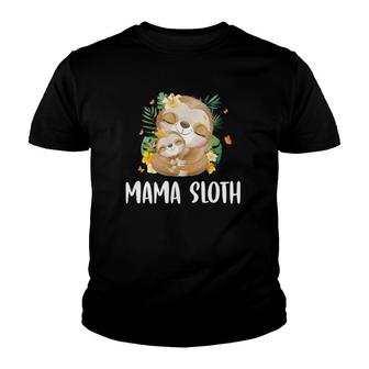 Mama Sloth Cute Mom & Baby Sloth Jungle Print For Who Love Sloth Mother's Day Youth T-shirt | Mazezy