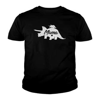Mama Triceratops Dinosaur Gift For Mothers Day Funny Youth T-shirt | Mazezy