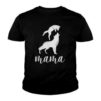 Mama Wolf & Baby Wolf Love Mom And Kids - Mothers Day Youth T-shirt | Mazezy