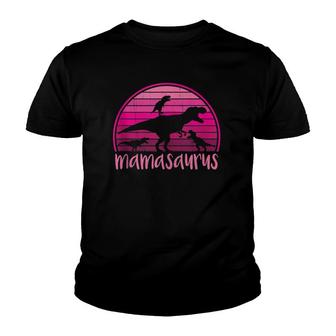 Mamasaurus Rex - 3 Kids Retro Sunset Funny Gift For Mother Youth T-shirt | Mazezy