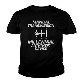 Manual Transmission Millennial Anti-Theft Device Car Lover Youth T-shirt - Thegiftio UK
