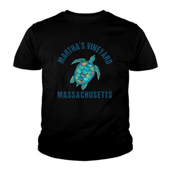 Martha's Vineyard Beach Design Sea Turtle Illustration Youth T-shirt | Mazezy