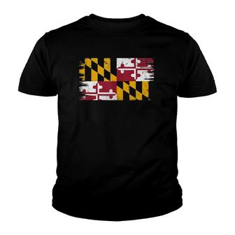 Maryland Distressed State Flag Tank Top Youth T-shirt | Mazezy