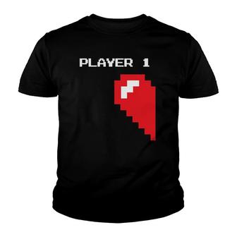 Matching Gamer Couple Valentine's Gift Player 1 Player 2 Gaming Youth T-shirt | Mazezy