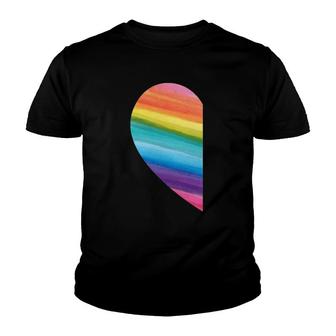 Matching Lgbt Valentines Day Rainbow Heart Gay Couple Gift Youth T-shirt | Mazezy