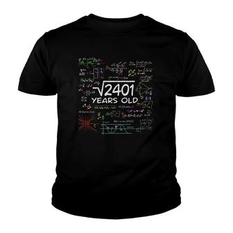 Math Square Root Of 2401 Vintage 49Th Birthday 49 Years Old Youth T-shirt | Mazezy