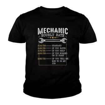 Mechanic Hourly Rate Labor Rates Funny Youth T-shirt | Mazezy