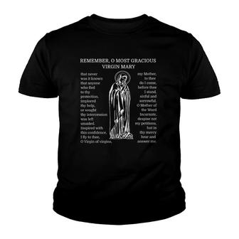 Memorare Catholic Prayer Mary Mother Pray Youth T-shirt | Mazezy CA