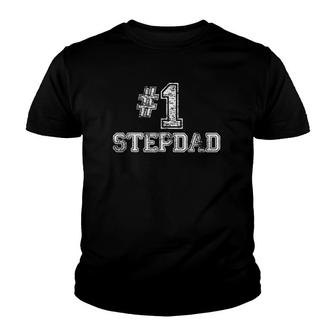 Mens 1 Stepdad Step Dad Number One Father's Day Gift Tee Youth T-shirt | Mazezy