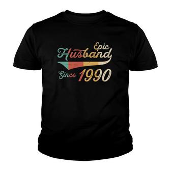 Mens 32 Years Wedding Anniversary For Him Epic Husband Since 1990 Ver2 Youth T-shirt | Mazezy