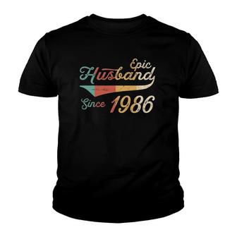 Mens 35 Years Wedding Anniversary Gift Him Epic Husband Since 1986 Ver2 Youth T-shirt | Mazezy