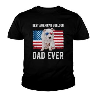 Mens American Bulldog Dad American Flag Dog Lover Owner Funny Youth T-shirt - Thegiftio UK