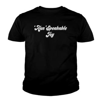 Mens Aunspeakable Joy White Text Youth T-shirt | Mazezy