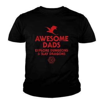 Mens Awesome Dads Explore Dungeons And Slay Dragons, Dad Gift Youth T-shirt | Mazezy