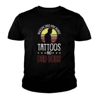 Mens Awesome Dads Have Tattoos And Beards Fathers Day Dad Bod Youth T-shirt | Mazezy