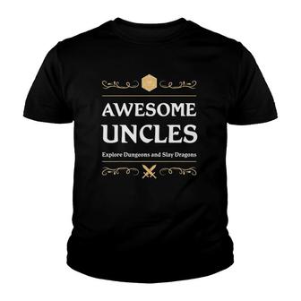 Mens Awesome Uncles Explore Dungeons D20 Tabletop Rpg Gamer Youth T-shirt | Mazezy