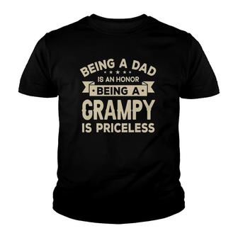 Mens Being A Dad Is An Honor Being A Grampy Is Priceless Grandpa Youth T-shirt | Mazezy