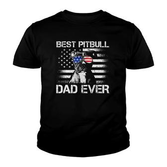 Mens Best Pitbull Dad Ever American Flag 4Th Of July Gifts Youth T-shirt | Mazezy UK