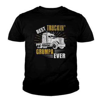 Mens Best Truckin' Grumpa Ever Tee Trucker Fathers Day Youth T-shirt | Mazezy