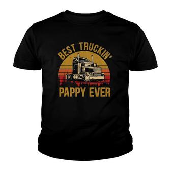 Mens Best Truckin Pappy Ever Big Rig Trucker Father's Day Youth T-shirt | Mazezy