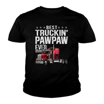 Mens Best Truckin Pawpaw Ever Big Rig Trucker Father's Day Youth T-shirt | Mazezy
