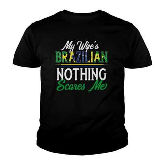 Mens Brazilian Wife Brazil Husband Anniversary Wedding Gift Youth T-shirt | Mazezy