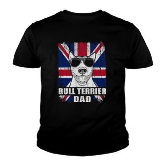 Mens Bull Terrier Dad Cool Uk Flag Vintage Retro Youth T-shirt | Mazezy
