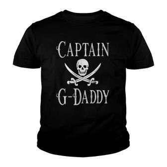 Mens Captain G-Daddy Vintage Personalized Pirate Boating Grandpa Youth T-shirt | Mazezy