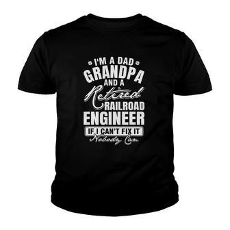 Mens Dad Grandpa And A Retired Railroad Engineer Father's Day Youth T-shirt | Mazezy