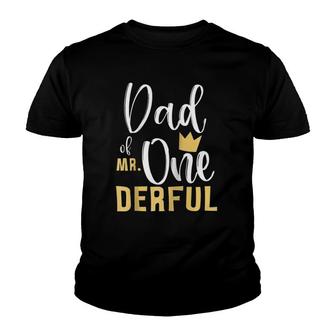 Mens Dad Of Mr Onederful 1St Birthday First One-Derful Matching Raglan Baseball Tee Youth T-shirt | Mazezy
