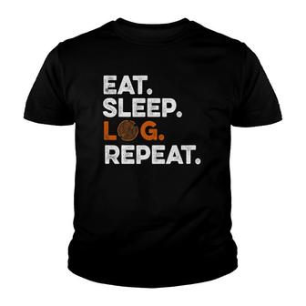 Mens Eat Sleep Log Repeat Woodcutter Logger Funny Lumberjack Gift Youth T-shirt | Mazezy