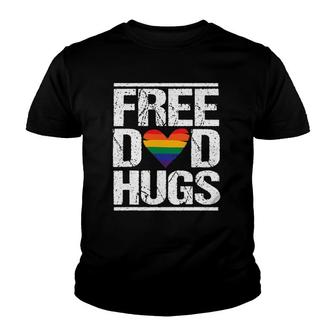 Mens Free Dad Hugs Lgbt Pride Stepfather Daddy Papa Youth T-shirt | Mazezy