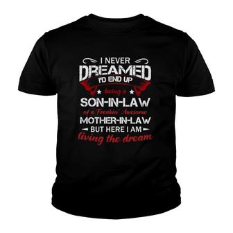 Mens Funny Son In Law Of A Freaking Awesome Mother In Law Youth T-shirt | Mazezy