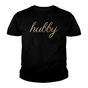 Mens Hubby In Gold Font, Matching Wifey, Wedding & Bridal Youth T-shirt | Mazezy