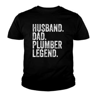 Mens Husband Dad Plumber Legend Funny Father's Day Gift Youth T-shirt | Mazezy