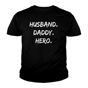 Mens Husband Daddy Hero Father's Day Youth T-shirt | Mazezy UK