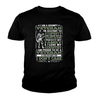 Mens I'm A Grumpy Veteran Quote For A Us Military Veteran Youth T-shirt | Mazezy