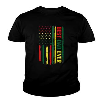 Mens Juneteenth Best Dad Ever American Flag For Father's Day Youth T-shirt | Mazezy