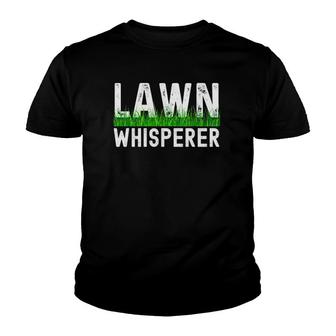 Mens Lawn Whisperer Retro Lawn Mowing Landscaping Grass Mower Dad Youth T-shirt | Mazezy
