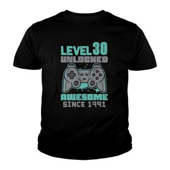 Mens Level 30 Unlocked Awesome 1991 Gamer 30Th Birthday Game Gift Youth T-shirt | Mazezy