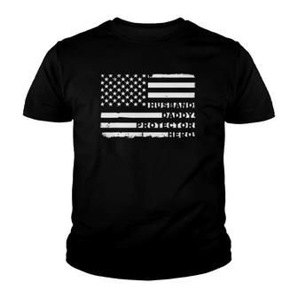 Mens Mens Husband Daddy Protector Hero Fathers Day Flag Youth T-shirt | Mazezy UK