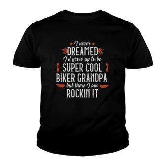 Mens Motorcycle Grandpa Biker Vintage Grandfather Tee Youth T-shirt | Mazezy