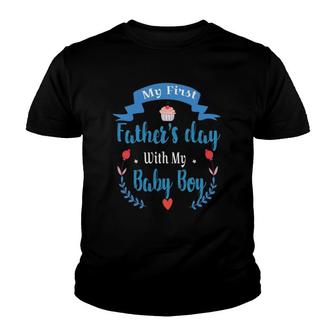 Mens My 1St Father's Day Baby Boy Outfit New Daddy First Time Dad Youth T-shirt | Mazezy