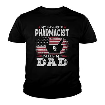 Mens My Favorite Pharmacist Calls Me Dad Usa Flag Father's Day Youth T-shirt | Mazezy